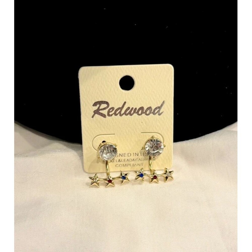 Fun Celestial Gold-Tone Rhinestone Ear Jacket Earrings